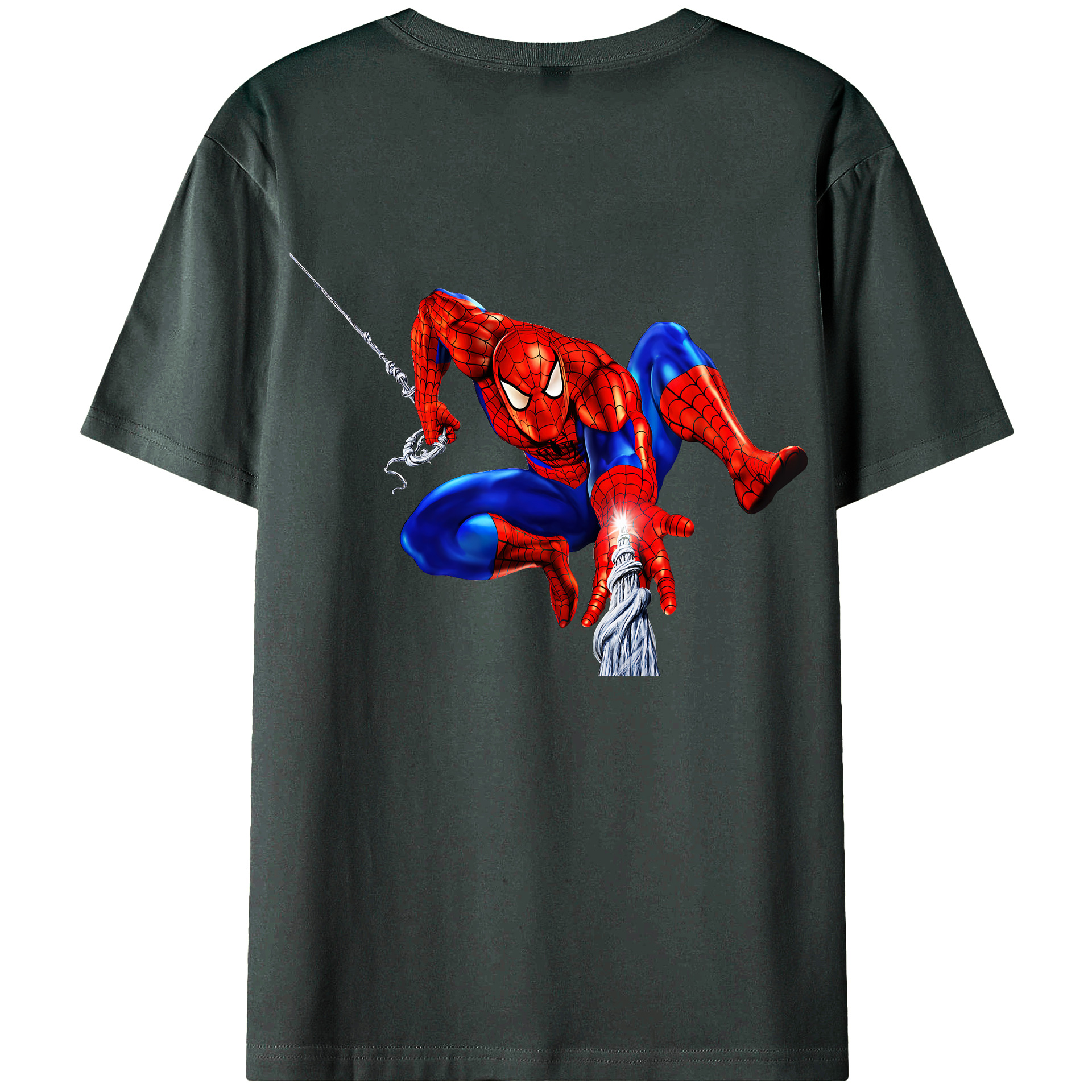 （画像用） Spider Man スパイダーマン 綿100％ メンズ半袖Tシャツ（バックプリント） 通気性